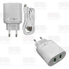 Carregador 2 USB 3.1A Com Cabo Iphone Inova CAR-9912A