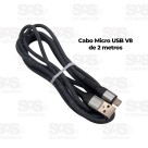 Cabo De Nylon Reforçado Micro USB V8 2 Metros Inova CBO-7558