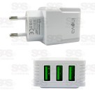 Carregador Rápido 3 USB 5.1A Com Cabo Micro USB V8 Inova CAR-9916S