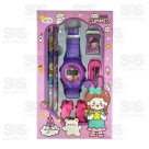 Kit Escolar 8 Peças Com Relógio Polibrinq SCB85