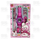 Kit Escolar 8 Peças Com Relógio Polibrinq SCB85
