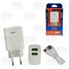 Carregador 2 USB 3.1A Com Cabo Type C Inova CAR-3227C