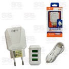 Carregador 3 USB 5.1A Com Cabo Iphone Inova CAR-3258A