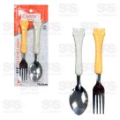 Kit Talheres Garfo e Colher Infantil Bichinhos Caerus CRS-2927