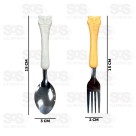 Kit Talheres Garfo e Colher Infantil Bichinhos Caerus CRS-2927