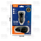 Carregador Veicular 2 USB 3.4A Cabo Type C Inova CAR-3217C