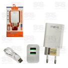Carregador 2 USB 3.1A Com Cabo Type C Inova CAR-12722C