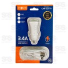 Carregador Veicular 2 USB 3.4A Cabo Iphone Inova CAR-3217A