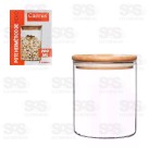 Pote De Vidro Redondo Com Tampa De Bambu 200ML CRS-2303