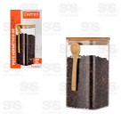 Pote De Vidro Com Tampa De Bambu e Colher 420ML CRS-2296
