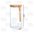 Pote De Vidro Com Tampa De Bambu e Colher 420ML CRS-2296