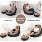 Poltorna Inflável Tecido Suede  Com Puff B-Max BM-F1110
