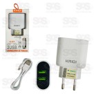 Carregador 2 USB 2.4A Com Cabo Type C Kaidi KD-607C