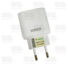 Carregador 2 USB 2.4A Com Cabo Type C Kaidi KD-607C