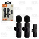 Microfone De Lapela Duplo Sem Fio Type C Eletromex EL-1821