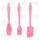 Kit 3 Peças Utensílios de Cozinha Silicone Top Útil TOP0964