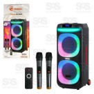 Caixa De Som Potente Com 2 Microfones e Controle GP-1908